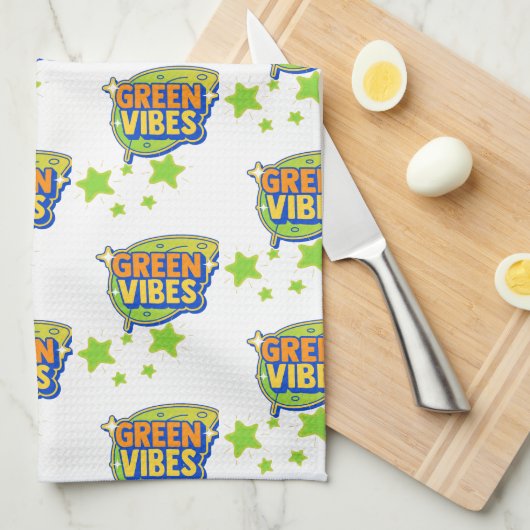 Groene vibes, Wereldmilieudag, red de aarde Theedoek (Quarter Fold)