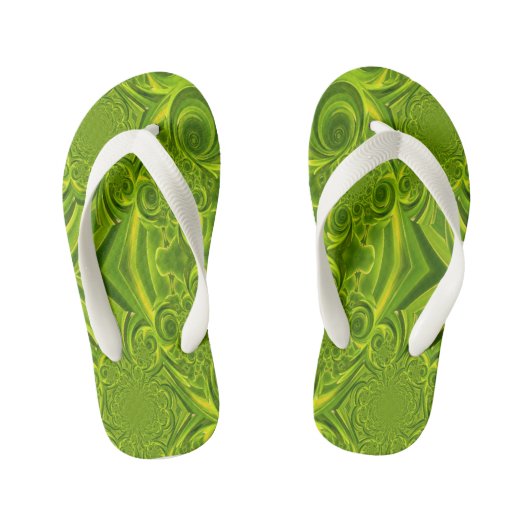 Groene Vibrant Swirl Kinder Teenslippers (Voetbed)
