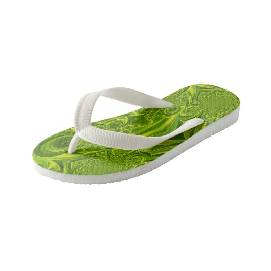 Groene Vibrant Swirl Kinder Teenslippers (Schuin)