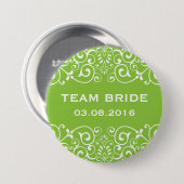 Groene Victoriaans Floral Border Team Bride Button (Voorkant /achterkant)