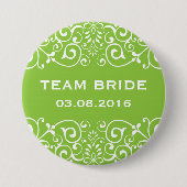 Groene Victoriaans Floral Border Team Bride Button (Voorkant)