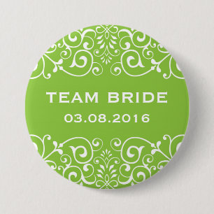 Groene Victoriaans Floral Border Team Bride Button