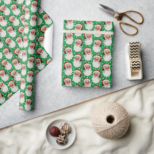 Groene  Victoriaans Kerstman Cadeaupapier (Crafts)