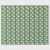 Groene  Victoriaans Kerstman Cadeaupapier (Vlak)