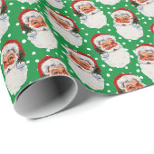 Groene  Victoriaans Kerstman Cadeaupapier (Rol Hoek)