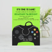Groene video Game Boys Birthday Uitnodiging (Staand voorkant)