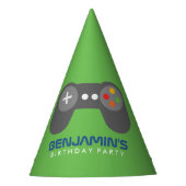 Groene Video Game Controller Kids Verjaardag Feesthoedjes (Voorkant)