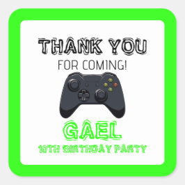 Groene Video Game Gamer Jongen Vrachtwagen Vierkante Sticker