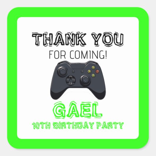 Groene Video Game Gamer Jongen Vrachtwagen Vierkante Sticker (Voorkant)