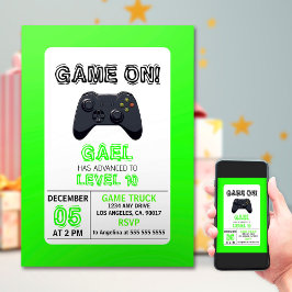 Groene Video Game Vrachtwagen Verjaardag Kaart