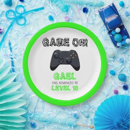 Groene Video Game Vrachtwagen Verjaardag Papieren Bordje (Feest)