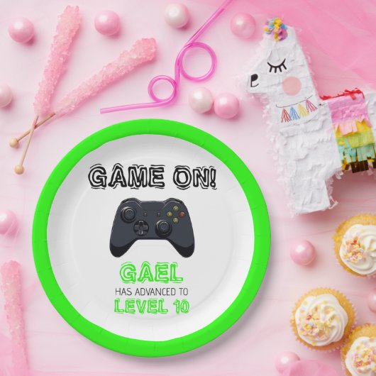 Groene Video Game Vrachtwagen Verjaardag Papieren Bordje (Feest)