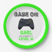 Groene Video Game Vrachtwagen Verjaardag Papieren Bordje (Voorkant)