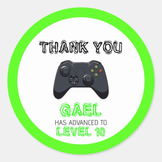 Groene Video Game Vrachtwagen Verjaardag Ronde Sticker (Voorkant)