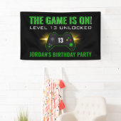 Groene videogame Birthday-banner Spandoek (Insitu)