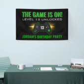 Groene videogame Birthday-banner Spandoek (Beurs)