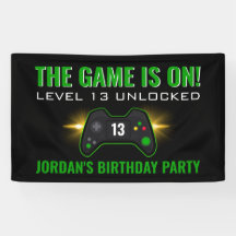 Groene videogame Birthday-banner