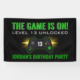 Groene videogame Birthday-banner Spandoek