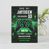 Groene Videogame Verjaardagsfeest Kaart (Staand voorkant)