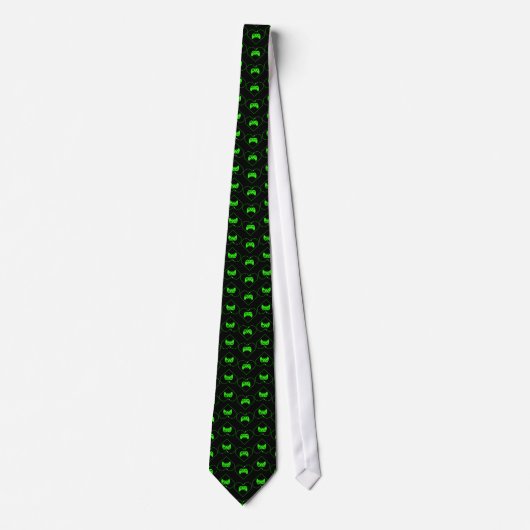 Groene videogamecontroller hartpatroon stropdas (Voorkant)