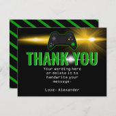 Groene videogamefeest bedankkaart (Voorkant / Achterkant)