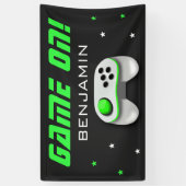Groene Videospel Verjaardagsfeestje Spandoek (Verticaal)
