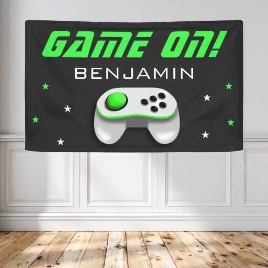 Groene Videospel Verjaardagsfeestje Spandoek