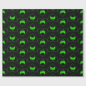 Groene Videospelcontroller Hartpatroon Cadeaupapier (Vlak)