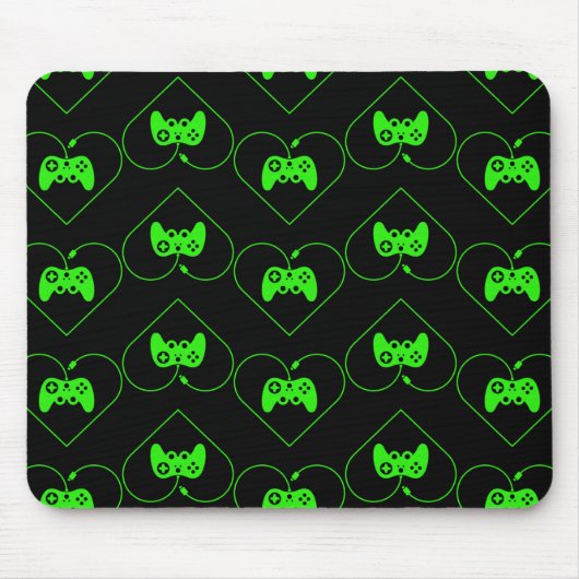 Groene Videospelcontroller Hartpatroon Muismat (Voorkant)