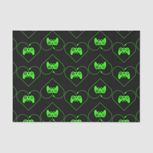Groene Videospelcontroller Hartpatroon Tissuepapier (Voorkant)