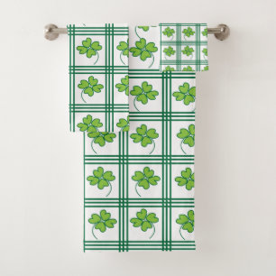 Groene vier lederen klap-linker patricks-dagpatroo bad handdoek