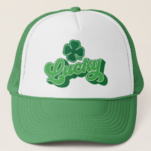 Groene vierbladige klaver geluks pet