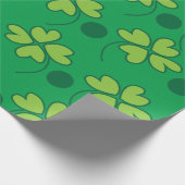Groene vierbladige klaver St. Patrick's Dag Cadeaupapier (Hoek)