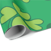 Groene vierbladige klaver St. Patrick's Dag Cadeaupapier (Rol Hoek)