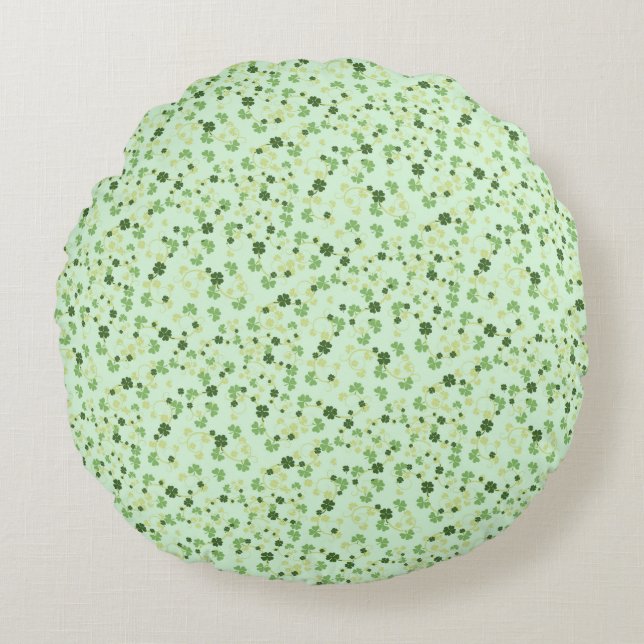 Groene vierbladige klavers St. Patrick's Day Rond Kussen (Voorkant)