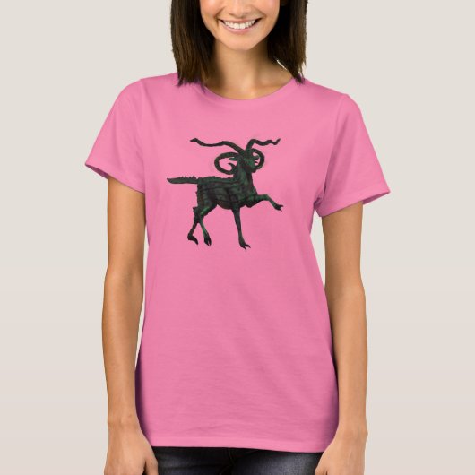 Groene vierhoornige duivelgeit t-shirt (Voorkant)