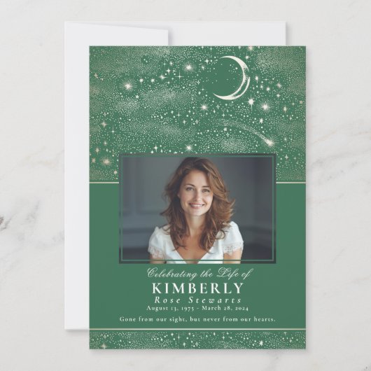 Groene Viering van het Leven Begrafenis Foto Kaart (Voorkant)