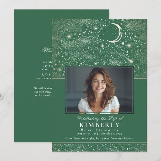 Groene Viering van het Leven Begrafenis Foto Kaart (Voorkant / Achterkant)