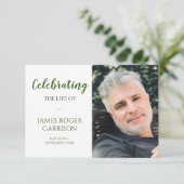 Groene Viering van het Leven Gebed Kaart met Foto (Staand voorkant)