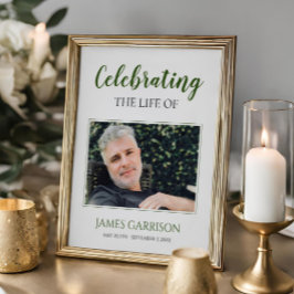 Groene viering van het leven met rouwfoto poster