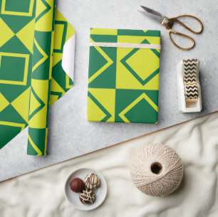 Groene vierkante diamant decoratieve geometrische cadeaupapier