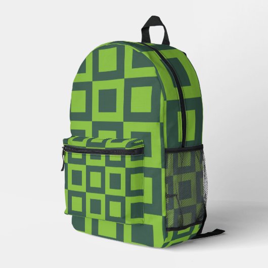 Groene Vierkanten Geometrisch Bedrukte Rugzak (Achterkant Hoek Rechts)