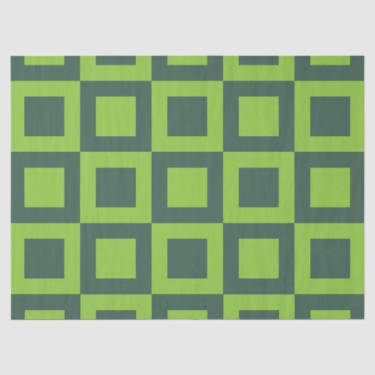 Groene Vierkanten Geometrisch Tissuepapier (Voorkant)