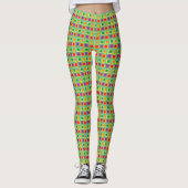 Groene vierkanten leggings (Voorkant)