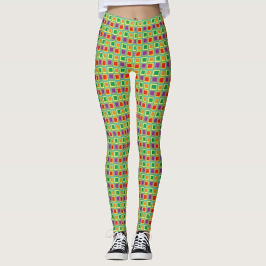 Groene vierkanten leggings (Voorkant)