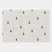 Groene vierkanten met kerstbomen op wit inpakpapier vel (Voorkant)