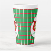 Groene vierkanten met rode & witte lijnen Latte Mo Latte Mok (Voorkant)