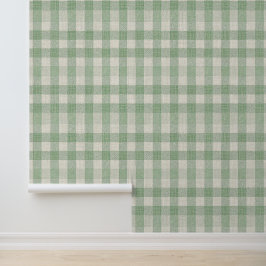 Groene Vierkanten Patroon Vintage Uiterlijk Behang