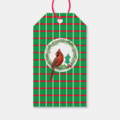 Groene vierkantjes met rode en witte lijnen Gift L Cadeaulabel (Voorkant)