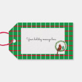 Groene vierkantjes met rode en witte lijnen Gift L Cadeaulabel (Achterkant Horizontaal)